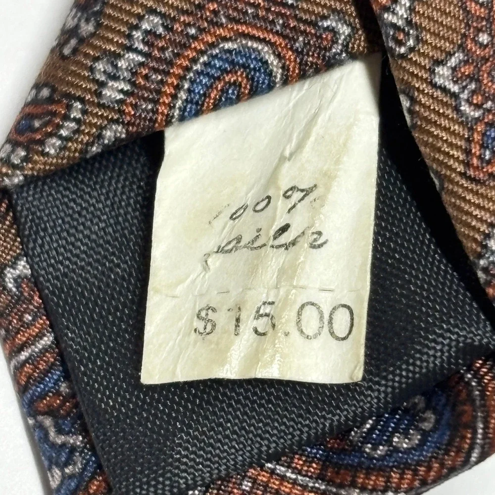 Ally St. George Necktie Mens OS Brown Paisley 100% Silk‎ Classic Style Formal